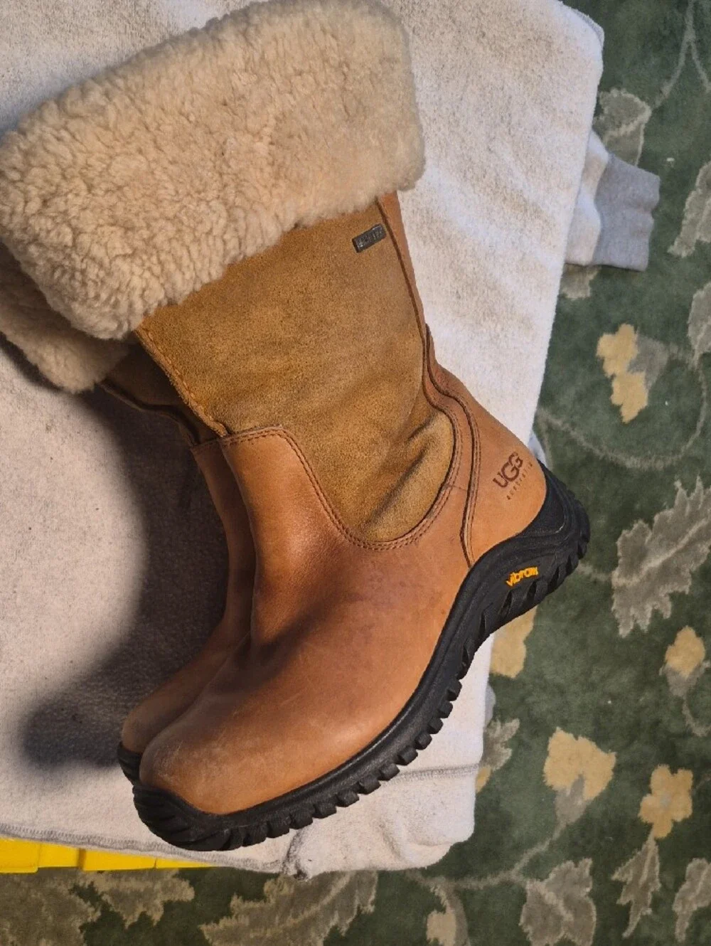UGG Chestnut Suede Shearling Cuff Boots